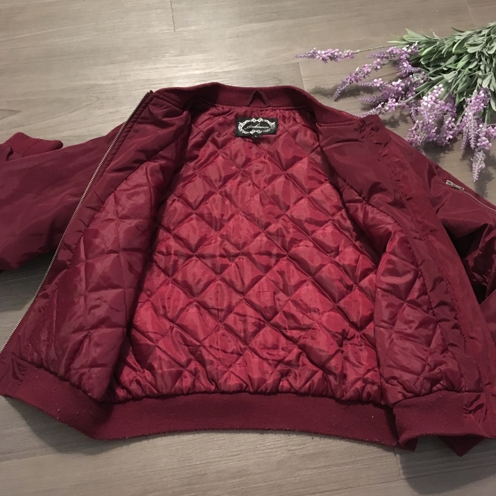 Maroon Bomber Jacket - image 3